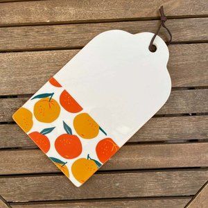 Ceramic Cheese Board w/ Oranges Orange Fruit Design 12" x 7" w/ Hanging Strap